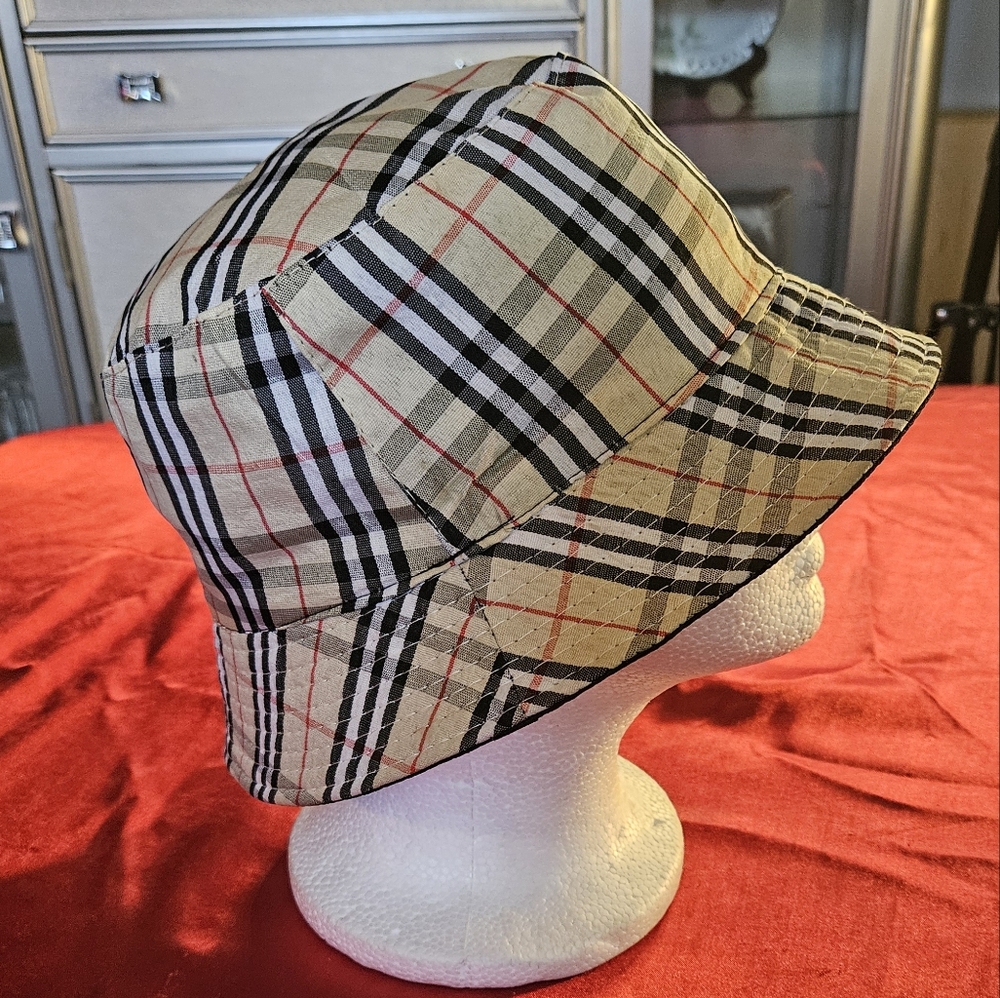 Plaid/Black Bucket hat. Reversible Bucket Hat.